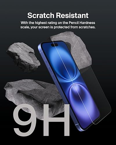Belkin ScreenForce UltraGlass 2 Treated Screen Protector for iPhone 16 Plus, iPhone 15 Plus & iPhone 14 Pro Max - Slim & Scratch-Resistant, 9H Hardness w/Easy Align Tray for Bubble-Free Application